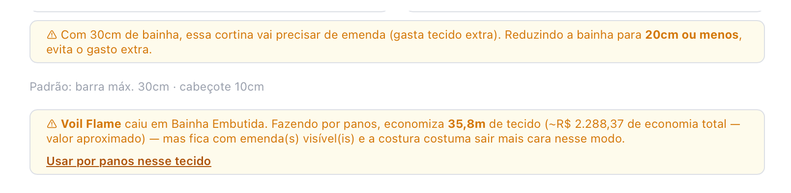 Alertas inteligentes reais na tela do orçamento